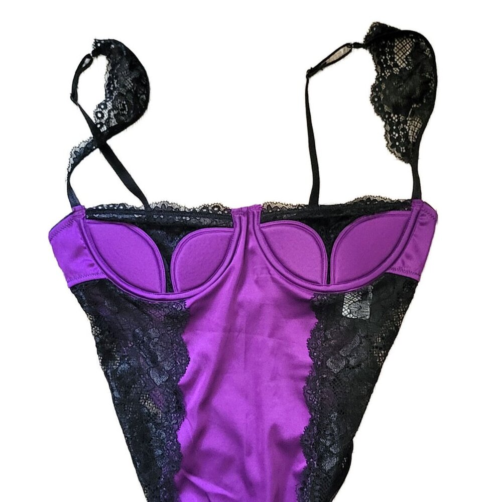 Frederick's of Hollywood Women's Purple and Black Bodysuit